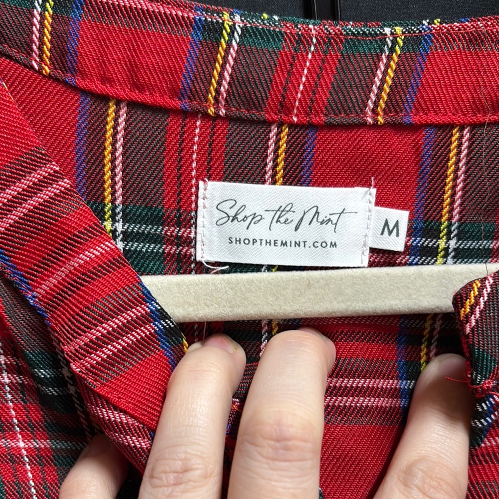 Red Plaid Ruffle Blouse - Picture 2 of 3